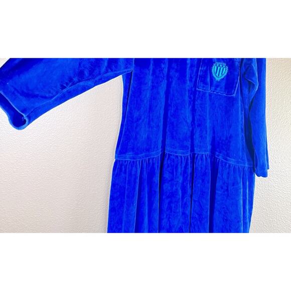 Vtg Liz Claiborne Elizabeth Plus 3 Velour Dress Long Sleeve Drop Waist - Picture 2 of 6